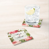  Floral Romance Roze rozen Kartonnen Onderzetters (Insitu)