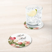 Floral Romance Roze rozen | wit Ronde Kartonnen Onderzetter (Insitu)