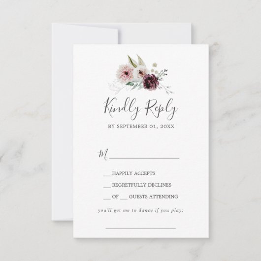 Floral Romance Song Request RSVP Card Kaartje (Voorkant)