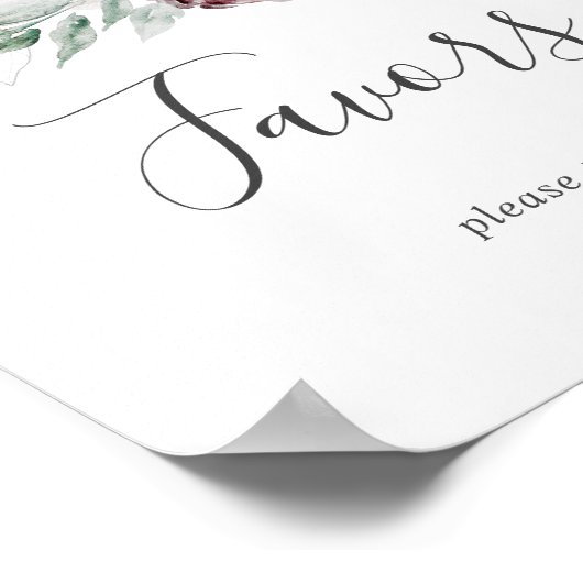 Floral Romance Wedding Favors Sign Poster (Hoek)