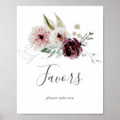 Floral Romance Wedding Favors Sign Poster (Voorkant)