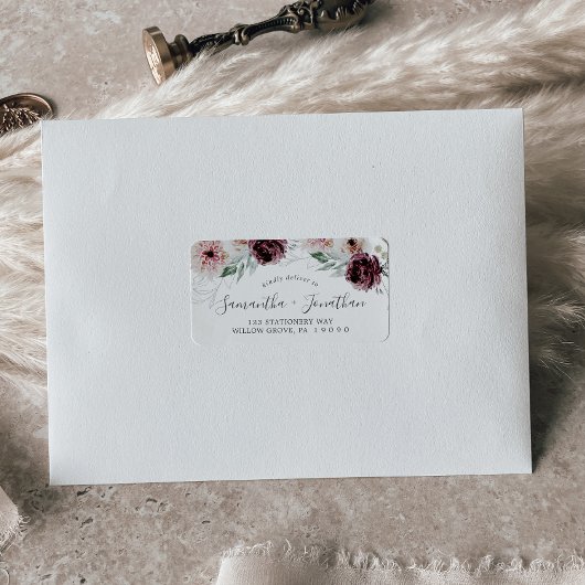 Floral Romance Wedding RSVP Adresetiketten Etiket