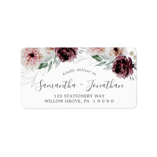 Floral Romance Wedding RSVP Adresetiketten Etiket (Voorkant)