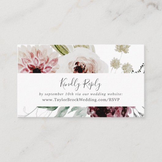 Floral Romance Wedding Website RSVP Informatiekaartje (Voorkant)