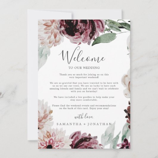 Floral Romance Wedding Welcome Letter & Itinerary (Voorkant)