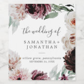 Floral Romance Wedding Wijn Etiket (Enkel label)