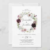 Floral Romance Wreath Wedding Kaart (Voorkant)