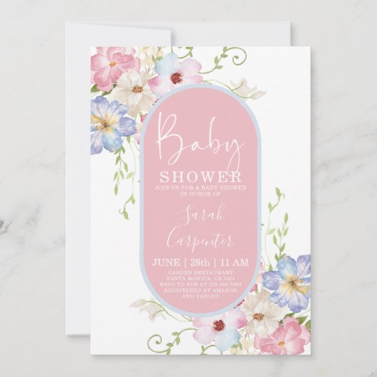 Floral Romantic Baby shower Kaart (Voorkant)