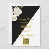 Floral Romantic Black & White Wedding Kaart (Achterkant)
