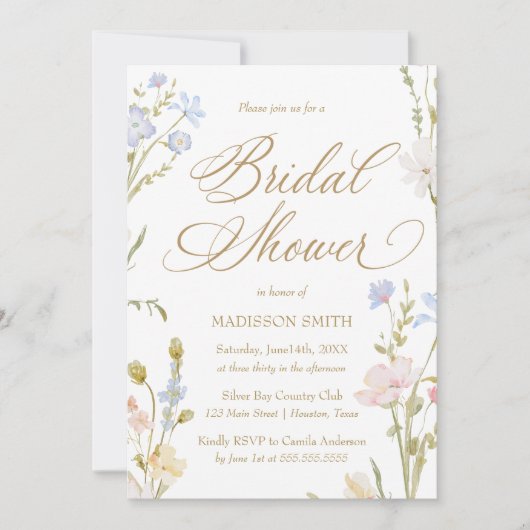 Floral Romantic Bridal Shower Invitation Kaart (Voorkant)