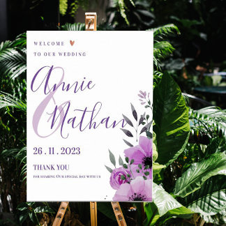 Floral Romantic Cute welkom op ons huwelijk Poster