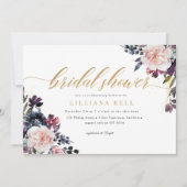 Floral Romantic Gold Elegant Script Vrijgezellenfe Kaart (Voorkant)