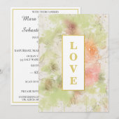 *~ Floral Romantic LOVE AR26 QR RSVP 4 Wedding Kaart (Voorkant / Achterkant)