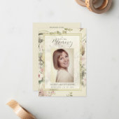 Floral Romantic Memorial Funeral Notitiekaartje (Voorkant / Achterkant in situ)