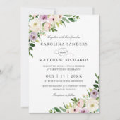 Floral Romantic Modern Elegant Wedding Invitation Kaart (Voorkant)