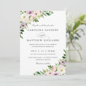 Floral Romantic Modern Elegant Wedding Invitation Kaart (Staand voorkant)