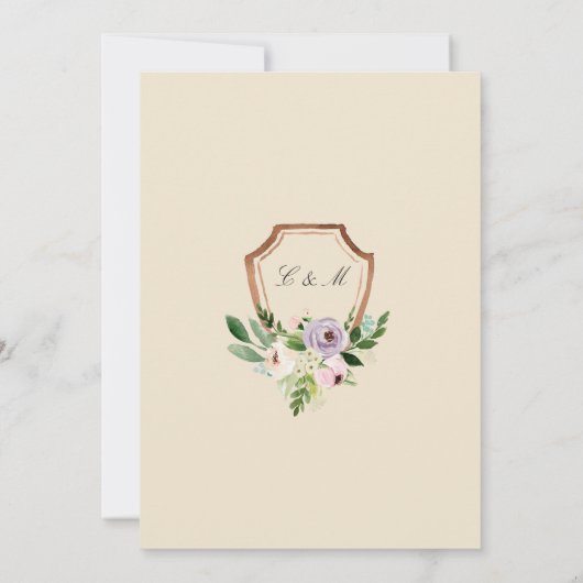 Floral Romantic Modern Elegant Wedding Invitation Kaart (Achterkant)