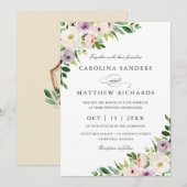 Floral Romantic Modern Elegant Wedding Invitation Kaart (Voorkant / Achterkant)