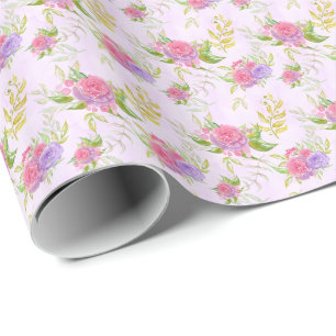 *~* Floral Romantic Roze bloemen Cadeaupapier