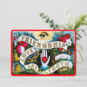 Floral Romantic Valentijn Friendship Red Feestdagenkaart (Staand voorkant)