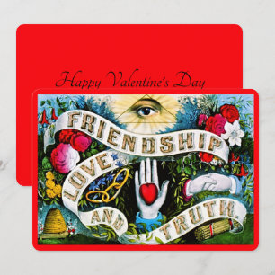  Floral Romantic Valentijn Friendship Red Feestdagenkaart