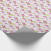 ** Floral Romantische Roze Rozen Bloemen Cadeaupapier (Hoek)