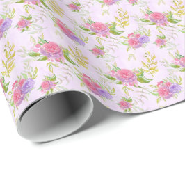 ** Floral Romantische Roze Rozen Bloemen Cadeaupapier