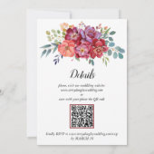 Floral. Rood sinaasappel en stoffige roos QR-code Kaart (Achterkant)