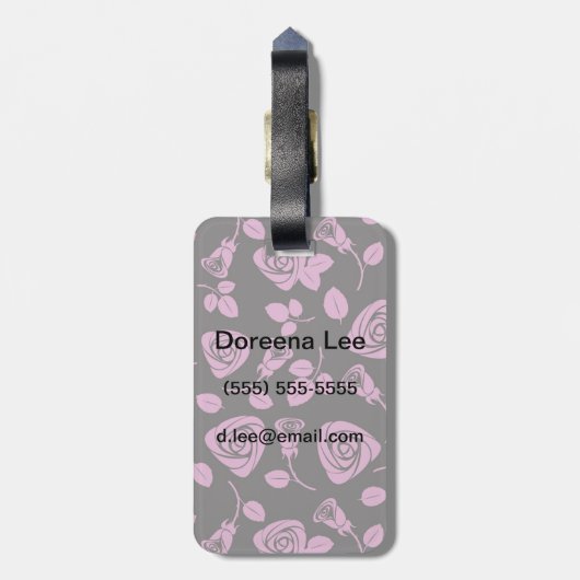 Floral Roos Achtergrond Bagagelabel (Achterkant verticaal)