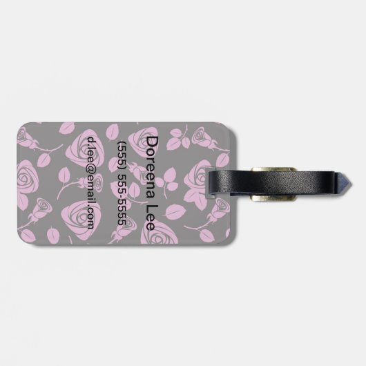 Floral Roos Achtergrond Bagagelabel (Achterkant horizontaal)