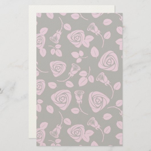 Floral Roos Achtergrond Briefpapier (Voorkant / Achterkant)