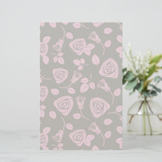 Floral Roos Achtergrond Briefpapier (Staand voorkant)