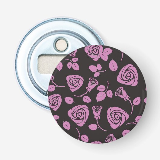 Floral Roos Achtergrond Button Flesopener (Voorkant)