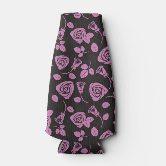 Floral Roos Achtergrond Flesjeskoeler (Voorkant)