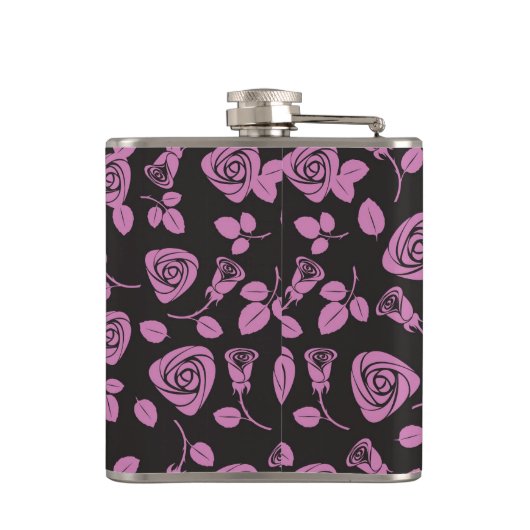 Floral Roos Achtergrond Heupfles (Achterkant)