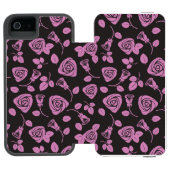 Floral Roos Achtergrond Incipio iPhone Portemonnee Hoesje (Agenda Open)