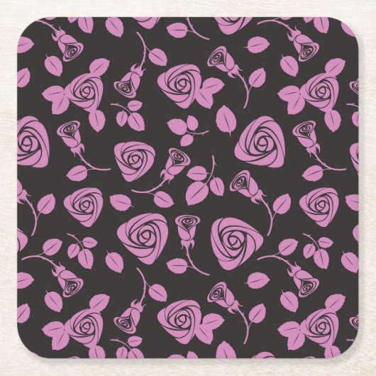 Floral Roos Achtergrond Kartonnen Onderzetters (Voorkant)