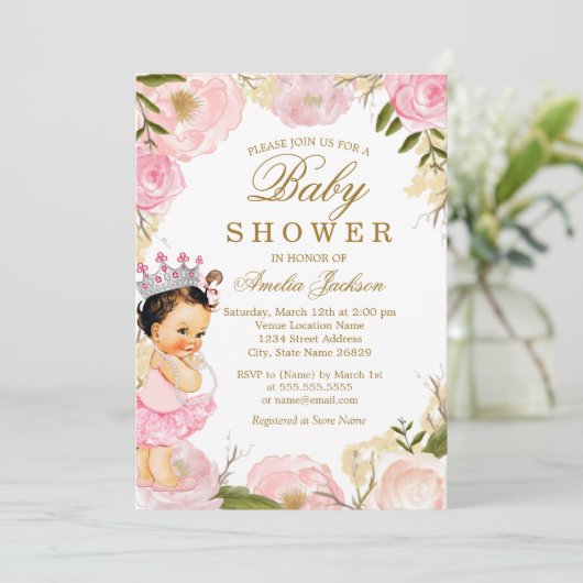 Floral Roos Baby Princess Het is een Meisje Baby s Kaart (Staand voorkant)