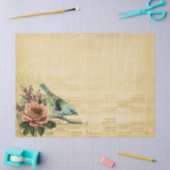  Floral Roos Bird Gold Music Decoupage Tissuepapier (Craft)