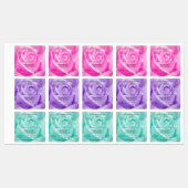 Floral Roos Bloem Roze Paarse Blauwgroen Etiketten Labels (Vel)