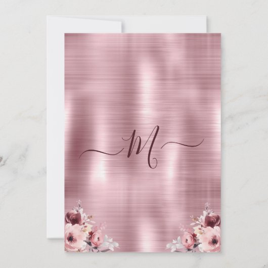 Floral Roos Blush Pink Glitter Drips Verjaardag Kaart (Achterkant)