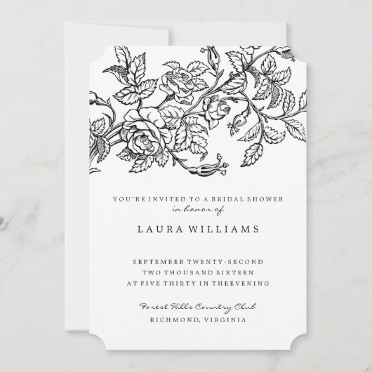 Floral Roos Bridal Shower Invitation Sjabloon Kaart (Voorkant)