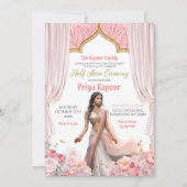 Floral Roos Bruin Indiaas Meisje Halve Saree Cerem Kaart (Voorkant)