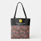 Floral Roos Cheetah Afdrukken Aangepaste Picklebal Tote Bag (Achterkant)