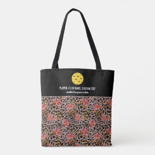 Floral Roos Cheetah Afdrukken Aangepaste Picklebal Tote Bag