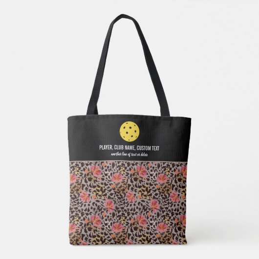 Floral Roos Cheetah Afdrukken Aangepaste Picklebal Tote Bag (Achterkant)