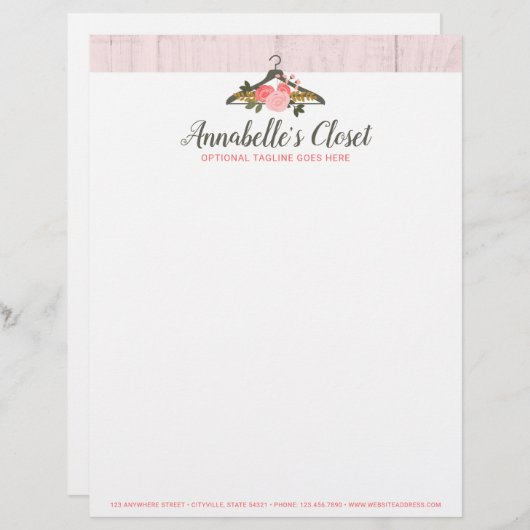 Floral Roos Clothes Hanger Closet Mode Boutique Custom Briefhoofd (Voorkant / Achterkant)