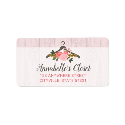 Floral Roos Clothes Hanger Closet Mode Boutique Etiket (Voorkant)