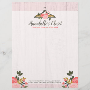 Floral Roos Clothes Hanger Closet Mode Boutique Persoonlijk Briefhoofd