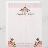 Floral Roos Clothes Hanger Closet Mode Boutique Persoonlijk Briefhoofd (Voorkant / Achterkant)